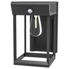   Napelemes kerti fali lámpa, mozgásérzékelővel 14x24x24 cm fekete kültéri világítás