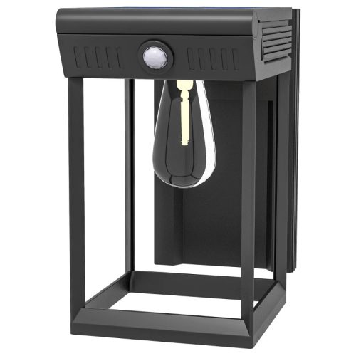 Solar garden wall lamp with motion sensor 14x24x24 cm black outdoor lighting