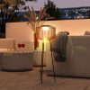 Solar garden lamp outdoor lighting polyrattan lamp solar and USB automatic switching on brown-black