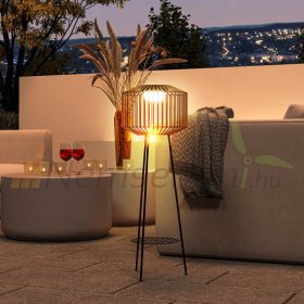   Napelemes kerti lámpa kültéri világítás polirattan lámpa napelemes és USB automatikus bekapcsolás barna-fekete