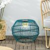 Poly Rattan Solar Garden Light Green Outdoor Solar Lighting Sphere Floor Lamp with 8 Hours Lighting Time