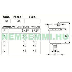  Automata szolár légtelenítő szelep napkollektor rendszerhez tiszta rézből 1/2" menetes csatlakozó