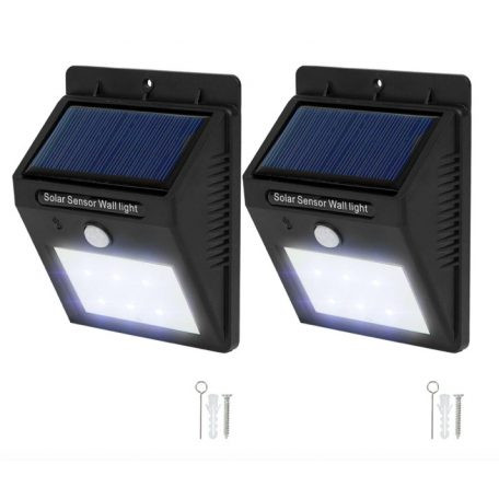 2 db napelemes mozgásérzékelős fali lámpa 4W 12 SMD LED beépített akkumulátorral mozgásérzékelővel
