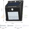 Napelemes mozgásérzékelős fali lámpa 4W 20 SMD LED beépített akkumulátorral mozgásérzékelővel