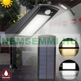   Napelemes mozgásérzékelős lámpa kültéri vízálló fali lámpa 48 LED négyféle üzemmód