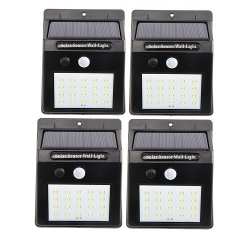 4 db napelemes mozgásérzékelős fali lámpa 4W 20 SMD LED beépített akkumulátorral mozgásérzékelővel