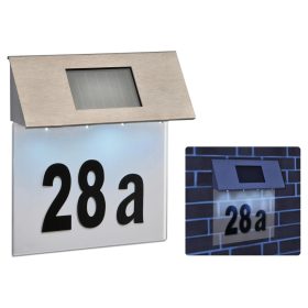   Napelemes lámpa házszám rozsdamentes kültéri kivitel LED sor világítás Vízálló 