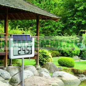   Napelemes kerti hőmérő kültéri kivitel, nagyméretű digitális kijelző  