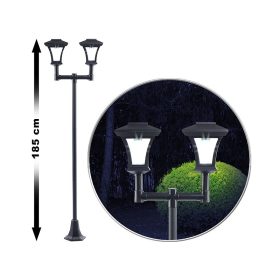   Napelemes kandeláber kerti lámpa napelemmel 185 cm 2 x 0,18W beépített akkumulátorral