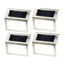   Napelemes fali lámpa kültéri kivitel 4 darab lapos forma, rozsdamentes acél LED világítás