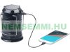 Solar camping lamp and powerbank 1200mA battery phone charger and flashlight with built-in battery + solar panel and USB 5V