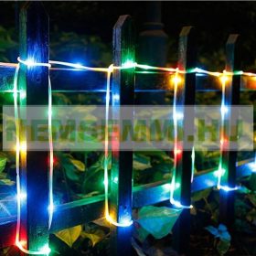   Napelemes lámpa fényfűzér ledszalag 10 méter 100 db színes led  akkumulátoros vízálló fénykötél