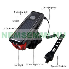   Kerékpár lámpa napelem és USB töltés Napelemes bicikli világítás