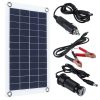 12V 7W Solar Charger Cigarette Lighter Plug and Clip Cable with USB Output Mobile and Car Charging for Caravan Boat