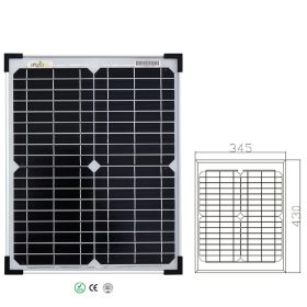 12V 20W Napelem monokristályos 420x360x25 mm szolár panel