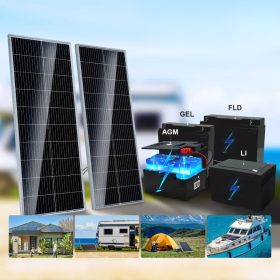   200 W-os napelem, 2 db-os csomag 12 V-os monokristályos napelem modullal és töltésvezérlővel, 16,66 A-es napelemes rendszer