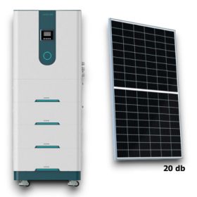   Napelemes rendszer 20 kWh energiatárolóval, monokristályos napelemmel, 8 kW-os 3 fázisú inverterrel