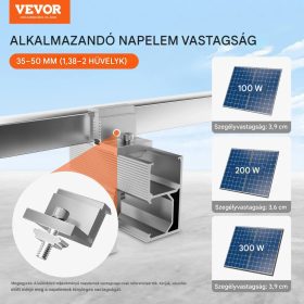   Napelem rögzítő készlet 35-50 mm panelvastagsághoz 40 darab állítható alumínium bilincs tetőre és napelemes rendszerekhez