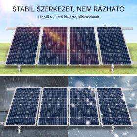  Állítható napelem rögzítő konzol készlet 30-60 fok döntéssel 4-8 panelhez nagy teherbírású acél tartó 2 darabos rendszerben