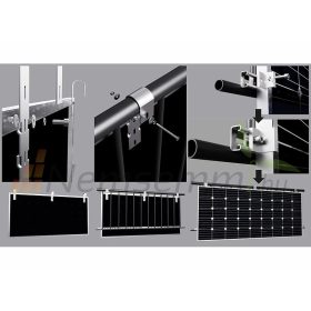   Korlátra szerelhető napelem tartó konzol 90° dőlésszög 175 cm hosszúságig