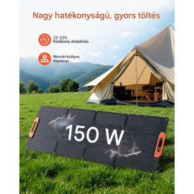   monokristályos napelemek 150 W-os összecsukható, hordozható ETFE mono napelem töltő MC4 kimenettel, C típusú, QC3.0 USB és DC portokkal, IP67 vízállósággal erőművekhez, kempingezéshez és túrázáshoz