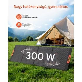   Monokristályos napelem 300W összecsukható ETFE hordozható napelem töltő MC4 csatlakozóval és 10 az 1-ben adapterrel IP67 kivitelben