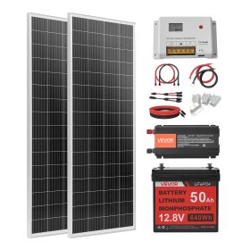   12V 200W off-grid komplett napelem rendszer szett akkumulátorral 40A vezérlővel és 800W inverterrel