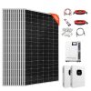 Off-grid napelem rendszer 4800W 48V komplett szett 12x400W panel 51,2V 300Ah LiFePO4 akkumulátorral és 2x5kW hibrid inverterrel