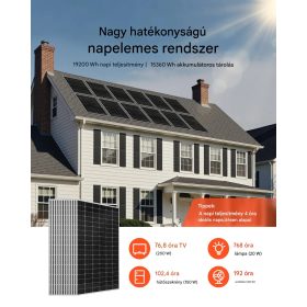   Off-grid napelem rendszer 4800W 48V komplett szett 12x400W panel 51,2V 300Ah LiFePO4 akkumulátorral és 2x5kW hibrid inverterrel