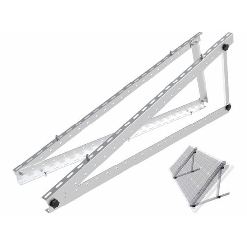 Állítható alumínium napelem tartókeret 118 cm széles, 150 kg teherbírású, dönthető szögállítással hajóra, lakóautóra, tetőre