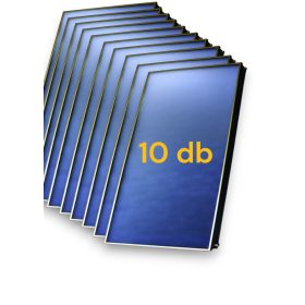   Napkollektor nagyméretű rézcsöves síkkollektor 9,5 cm vastag 10 darabos szett fekete alumínium keret, kék szelektív bevonat,  9 év garanciával, jó ár!