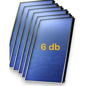 Napkollektor nagyméretű rézcsöves síkkollektor 9,5 cm vastag 6 darabos szett fekete alumínium keret, kék szelektív bevonat, 9 év garanciával, jó ár!