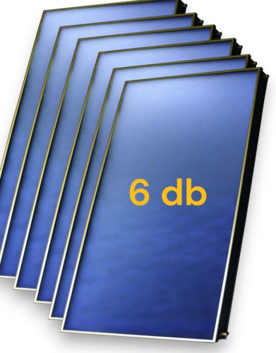 Napkollektor nagyméretű rézcsöves síkkollektor 9,5 cm vastag 6 darabos szett fekete alumínium keret, kék szelektív bevonat, 9 év garanciával, jó ár!