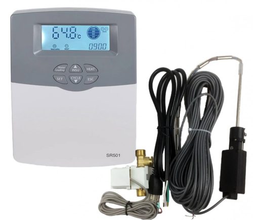 Solar collector heating control SR501 20 meter cable for thermometer + water level sensor + magnetic valve for tank solar collector with NTC10K sensor