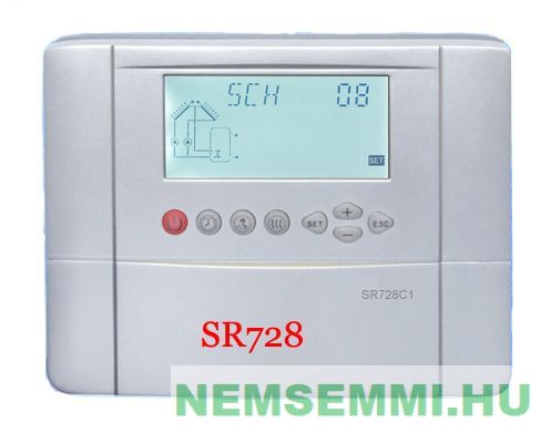 Napkollektor vezérlés SR728C1 szolár szabályzó vezérlő kontroller 5 db érzékelővel 
