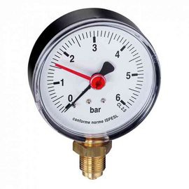 Pressure gauge manometer 1/4" bottom fixing 0-4 bar, with pointer to record changes