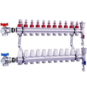   Fűtési osztó-gyűjtő 11 körös áramlásmérős fűtési elosztó padlófűtés számára