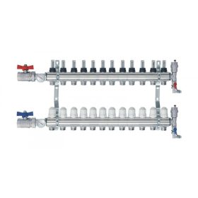   Fűtési osztó-gyűjtő 12 körös áramlásmérős fűtési elosztó padlófűtés számára