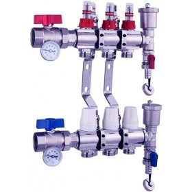   Fűtési osztó-gyűjtő 3 körös áramlásmérős fűtési elosztó padlófűtés számára