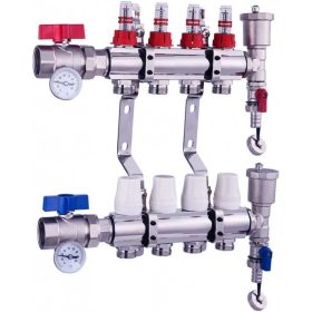   Fűtési osztó-gyűjtő 4 körös áramlásmérős fűtési elosztó eurokónusz csatlakozóval 