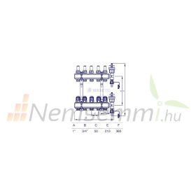Fűtési osztó-gyűjtő 5 körös fűtési elosztó
