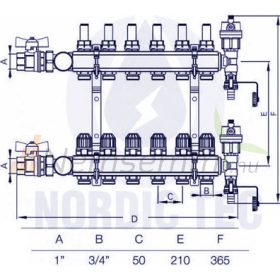   Fűtési osztó-gyűjtő 6 körös áramlásmérős fűtési elosztó padlófűtés számára