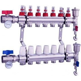   Fűtési osztó-gyűjtő 7 körös áramlásmérős fűtési elosztó padlófűtés számára