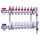 Heating distributor-collector 9-circuit heating distributor with flow meter with Eurocone connector 
