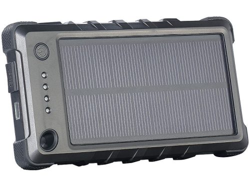 Solar power bank with built-in flashlight, weatherproof and shockproof 8,000 mAh