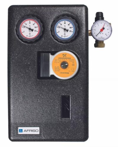 Solar collector pump station 2-12 l/p 2-sided GRUNDFOS circulation pump group thermally insulated + bubble separator + pressure gauge