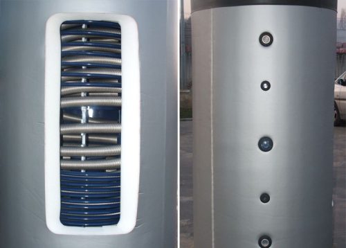 Drazice ND Puffer tartály 1 inox és 2 acél hőcserélővel 800 literes tartály hőszigetelt. 