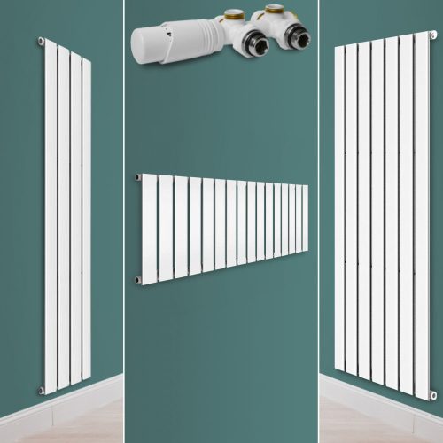 Design radiator 1600x452x58 mm 1000W single row white panel radiator, bathroom radiator with white thermostat 