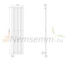 Modern design radiátor 370x1400 mm 689W antracit szín középső csatlakozású különleges hosszított és keskenyített formatervezésű stílusos megjelenés