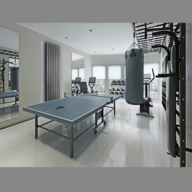   Modern design radiátor 370x1800 mm 873W antracit szín középső csatlakozás különleges hosszított és keskenyített formatervezésű, vízszintesen is felszerelhető, stílusos megjelenés 